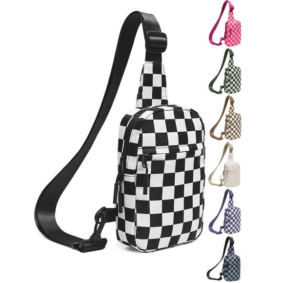 Checkered Sling Bag, Spacious Checkered Crossbody Bag Shoulder Bag :^) - Picture 1 of 7
